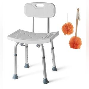 BRAND NEW Medical King Shower Chair Set of 3-Includes Back Scrubber & Sponge